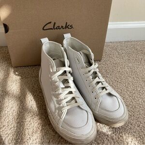 Clarks Roxy Hi White Leather Sneakers